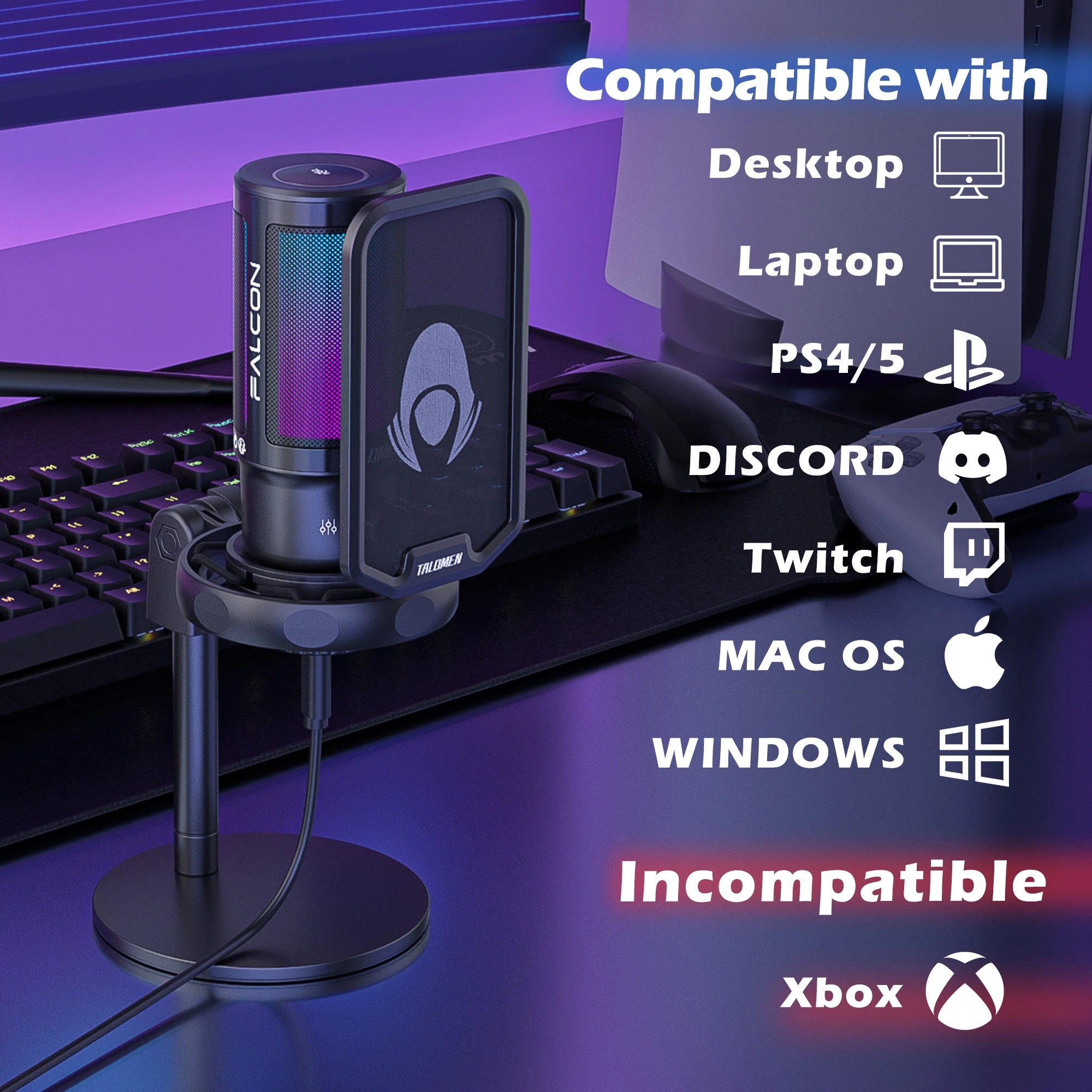 Talomen Falcon | RGB Gaming Microphone
