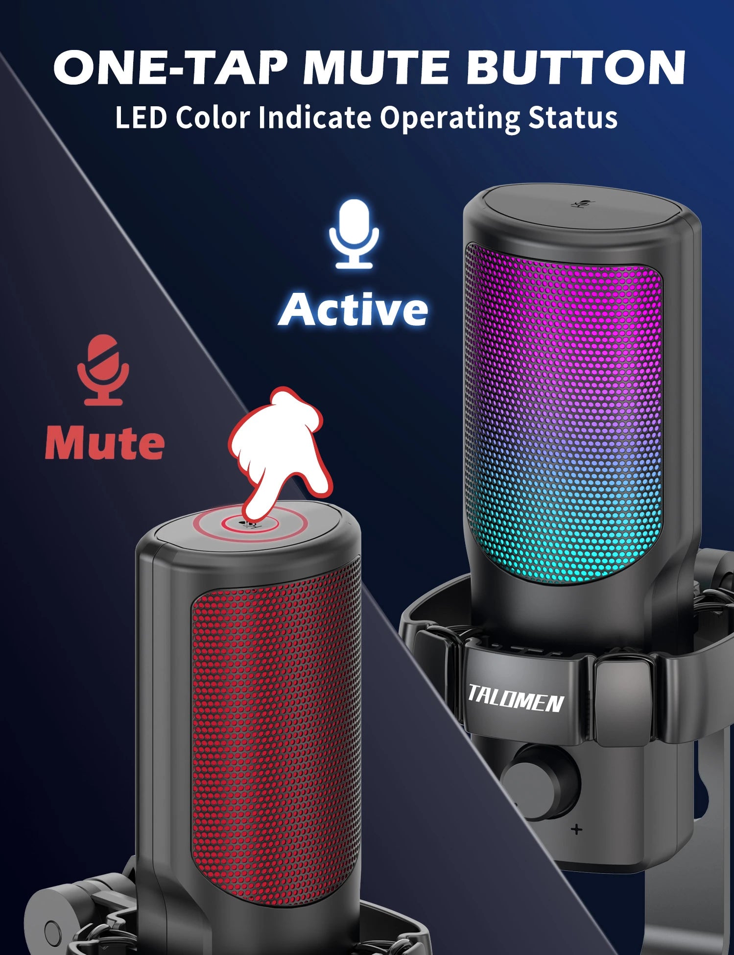 Talomen EYAS | Micrófono USB para PC, Podcast, Streaming, Grabación, Chat, PS4, PS5