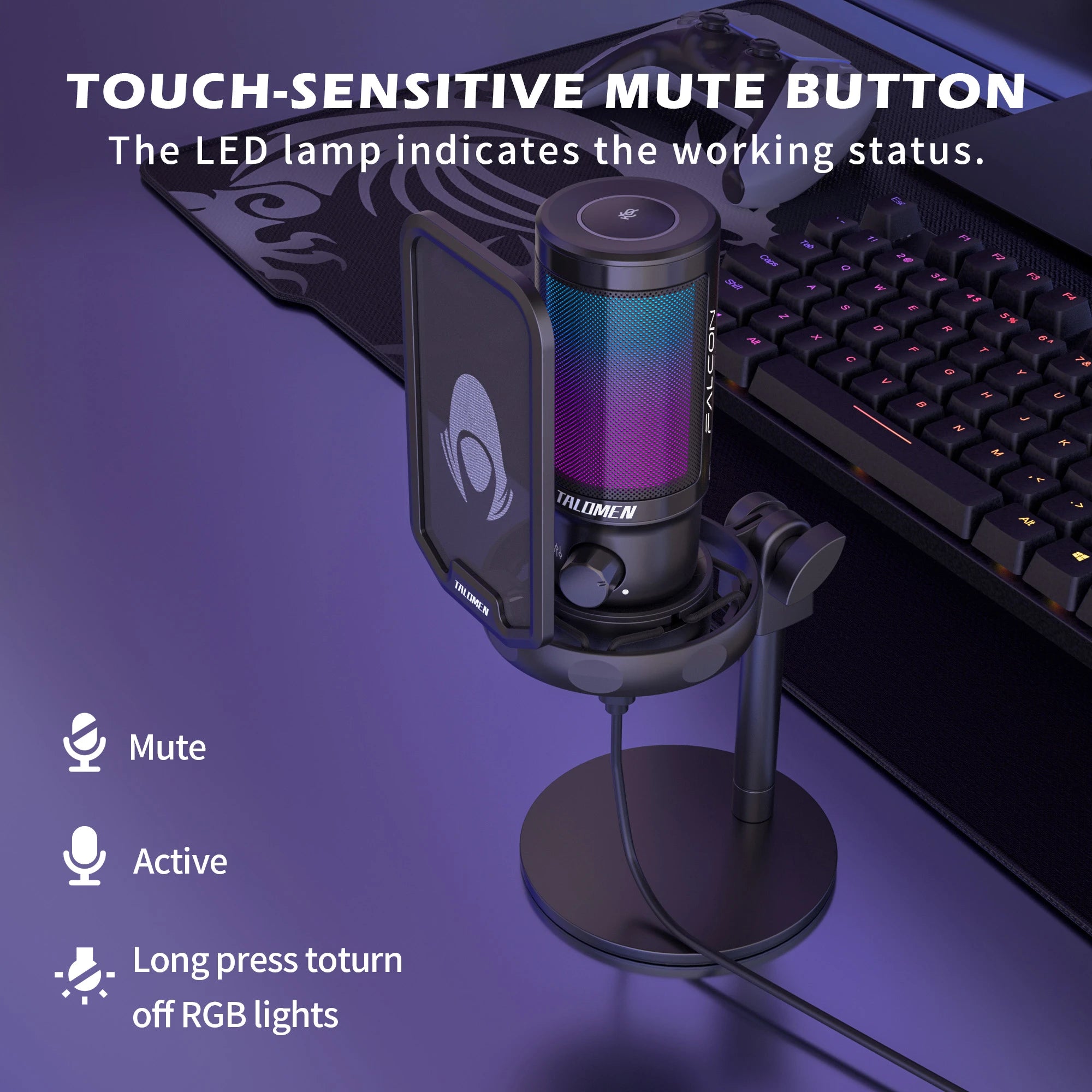 Talomen Falcon | RGB Gaming Microphone
