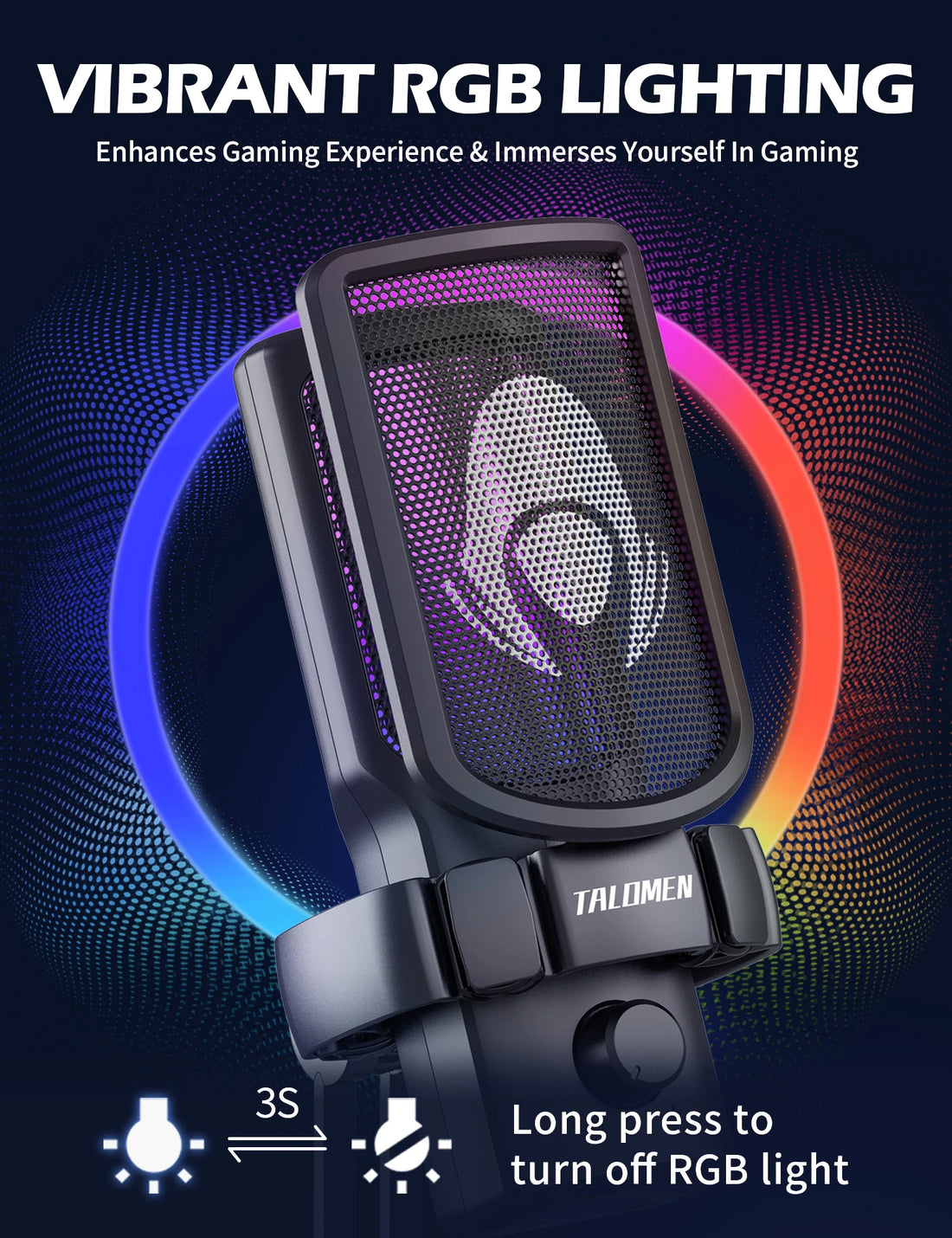 Talomen EYAS | Microphone USB pour PC, Podcast, Streaming, Enregistrement, Chat, PS4, PS5